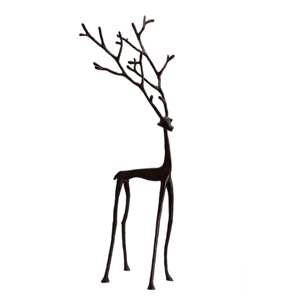 Pottery Barn Bronze Sculpted Reindeer Deer Set of 3 Holiday Christmas NEW - Picture 3 of 9